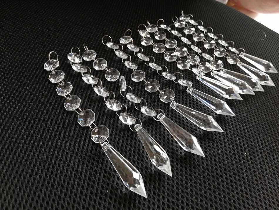 10 Acrylic Crystal Clear Beads Octagonal Beads Strand Hanging Curtain Garland Hanging Wedding Party Decoration Cake Topper Decor