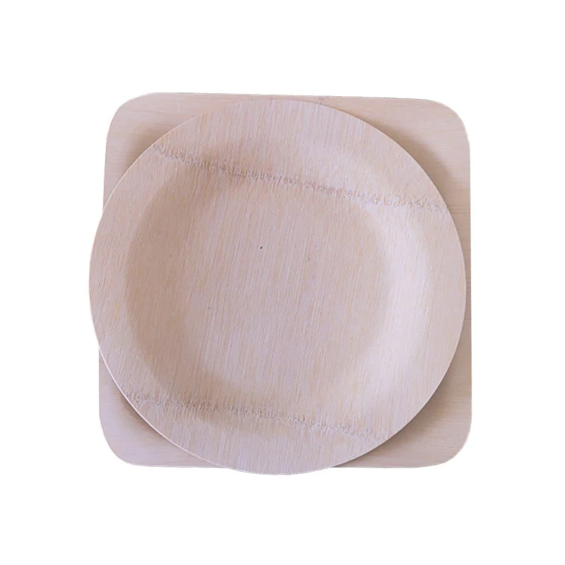 Bamboo plates Disposable bamboo plates degradable cake plates Western dishes outdoor picnic environmental tableware