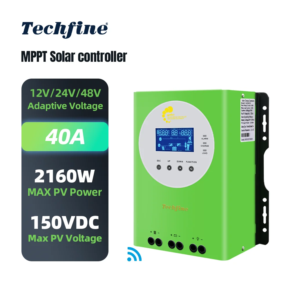 Techfine солнечное зарядное устройство 60A 12V-48V автоматический стабилизатор напряжения 150VDC со слежением за максимальной точкой мощности Солнечный контроллер заряда