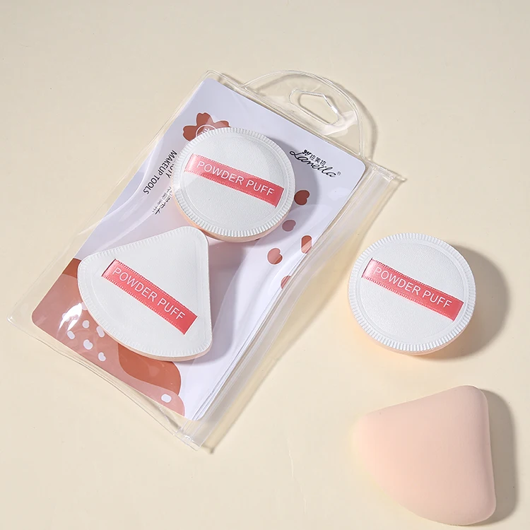 Частная марка пушистый зефир Толстая пуховка треугольная круглая форма 2 шт. высокоэластичная Мягкая воздушная подушка для лица пуховая губка A80213