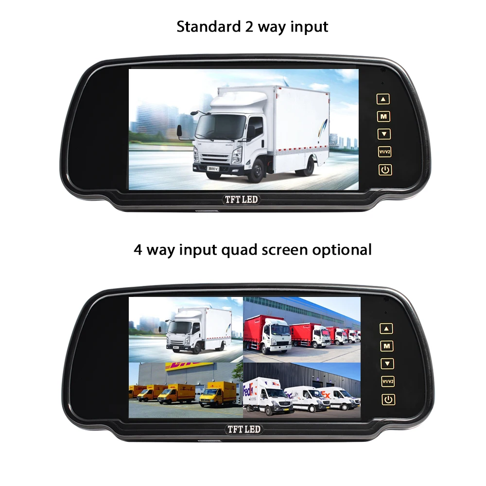 PJAUTO 7 Inch Wide Screen Car Rearview Mirror Monitor Car Monitor System Window Glass Mount Replacement