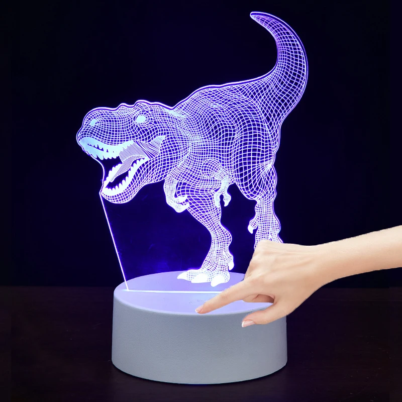 Новый дизайн сенсорный контроль светодиодный мигающий акриловый 3d иллюзионный динозавр ночник лампа для детей день рождения Рождество Выпускной подарок