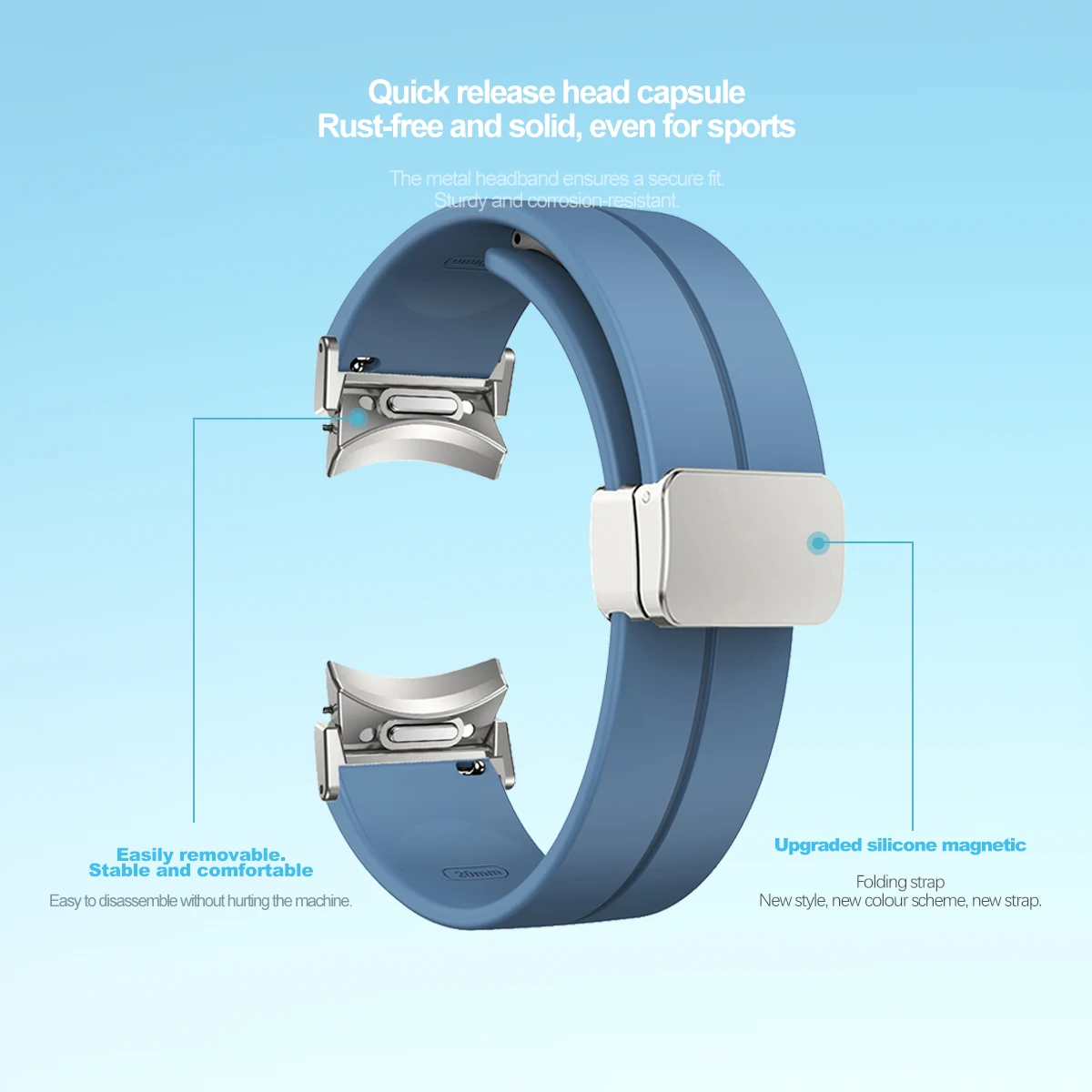 Magnetic Silicone Strap for Samsung Galaxy Watch6 44 40 20mm Bracelet for Galaxy Watch5 4 Classic 47mm smart watch accessories