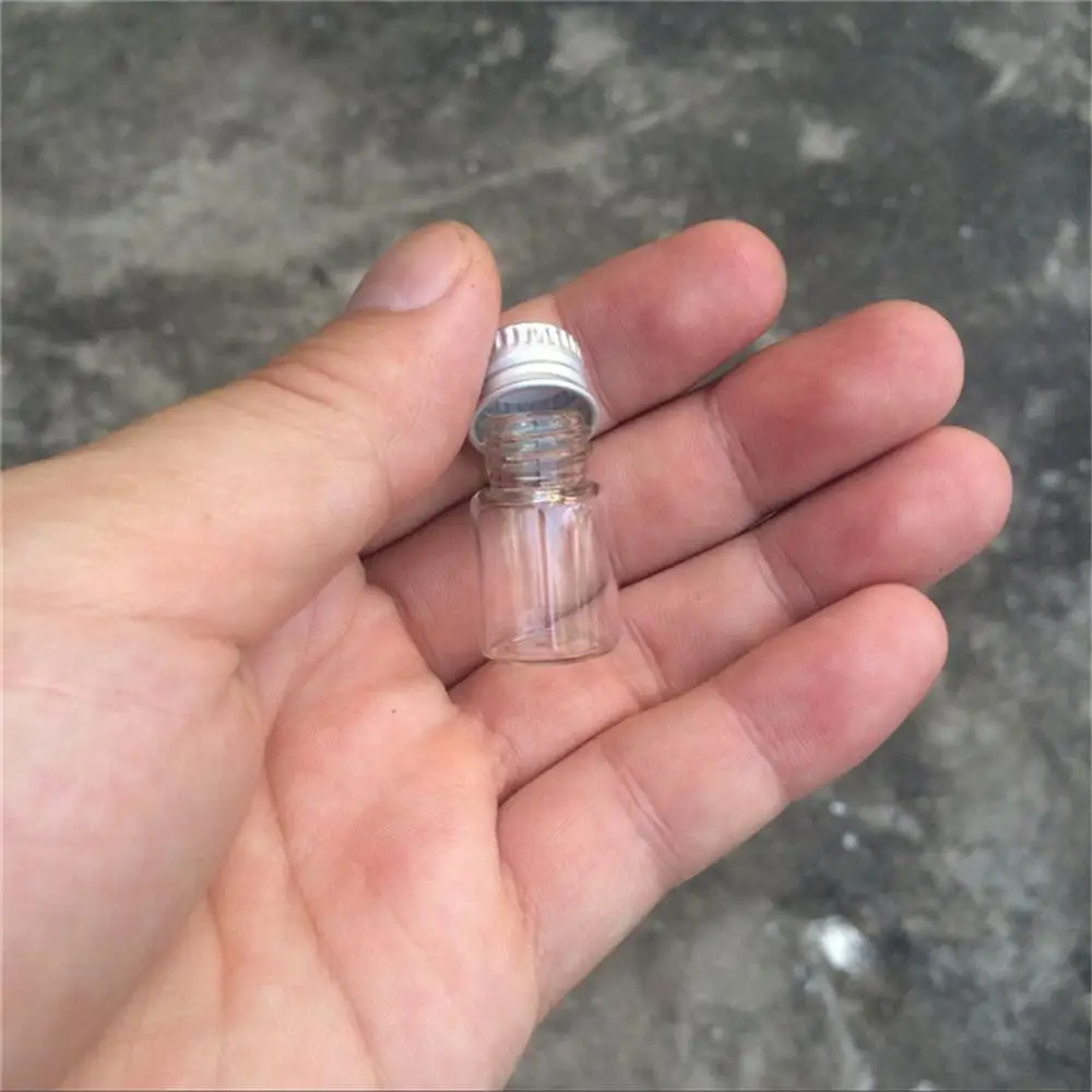 2ml Mini Glass Bottles Crafts Cute Bottles Aluminum Cover Empty Wishing Gift Bottles Jars Decorate