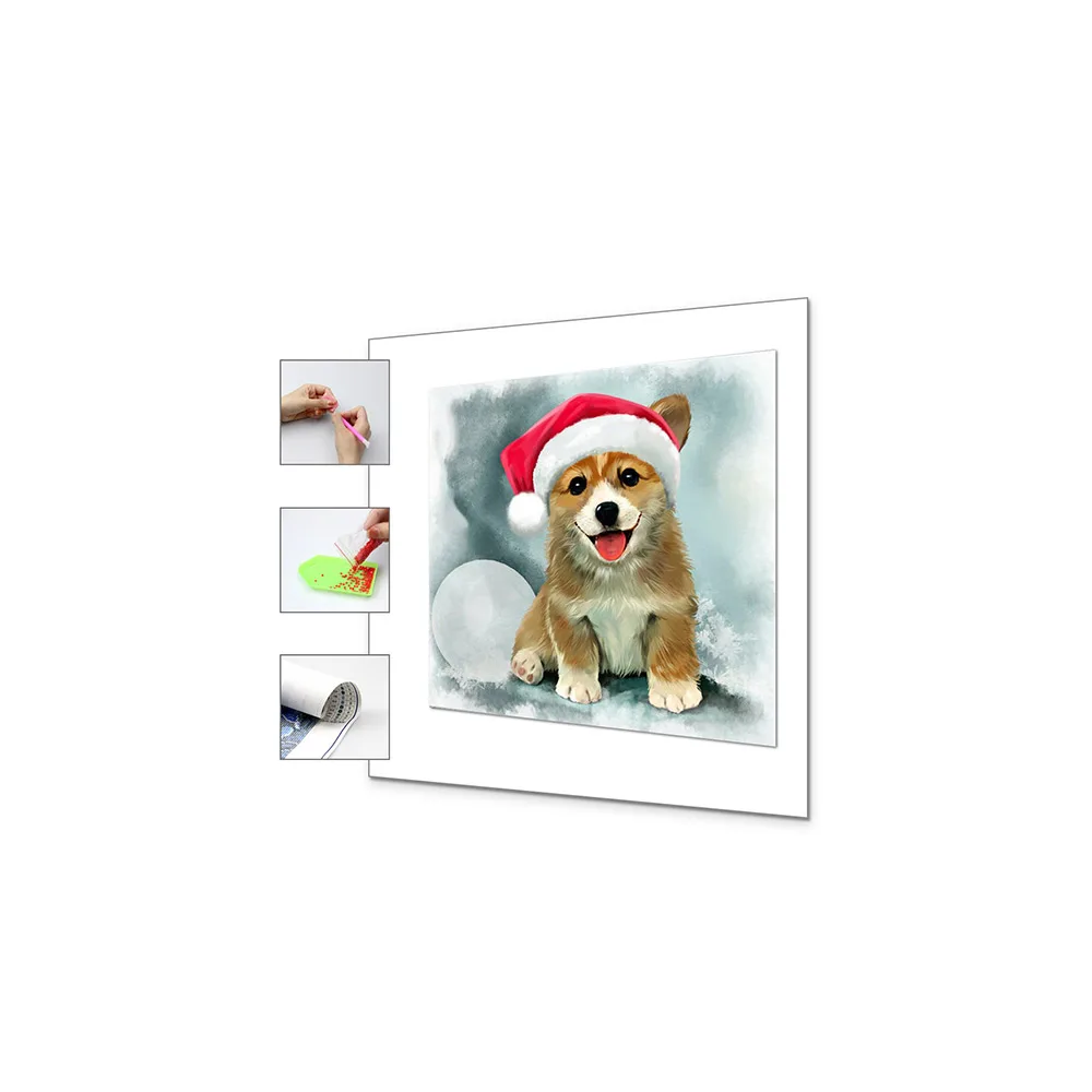 
Wholesale 5d Full Drill Christmas Dog Art Diy Diamond Painting 