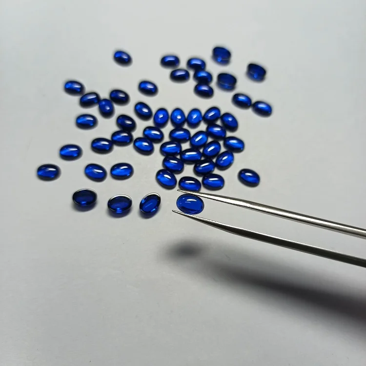 Low Price Wholesale Lab Created Sapphire 4x6-10x14mm Oval Cut Synthetic 113# Blue Corundum Sapphire Stone