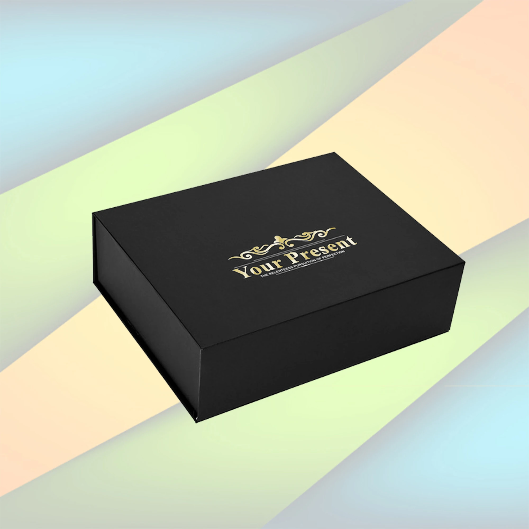 Luxury Black Perfume Box Packaging Rigid Cardboard Foldable Gift Box Custom Print Paper Clamshell Magnetic Gift Box