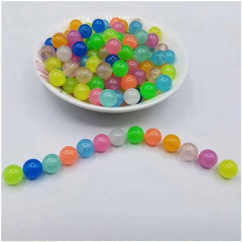6mm Amazon Hot Selling Hongzhi Wholesale Transparent Round Acrylic Beads Glow In The Dark Jewelry For