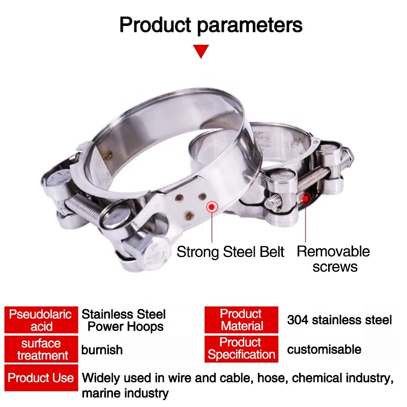 T-bolt hose clamps heavy duty european type turbo exhaust pipe water pump single t bolt hose clamps stainless for car