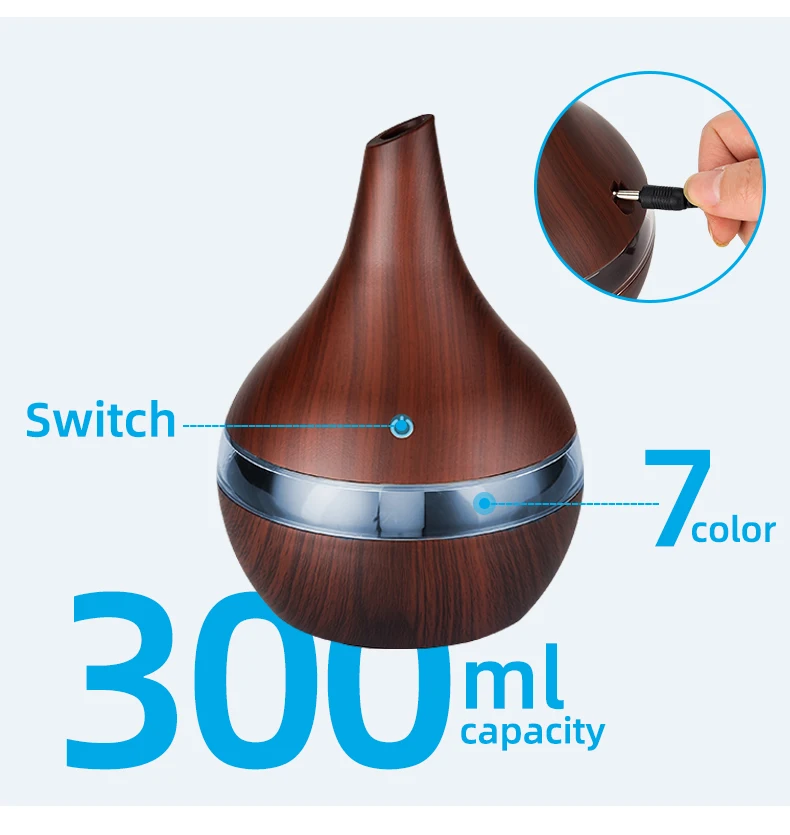 Electric oil Aromatherapy wood grain Ultrasonic air diffuser USB Mini Portable Desktop Air Cooler Car Humidifier Diffuser