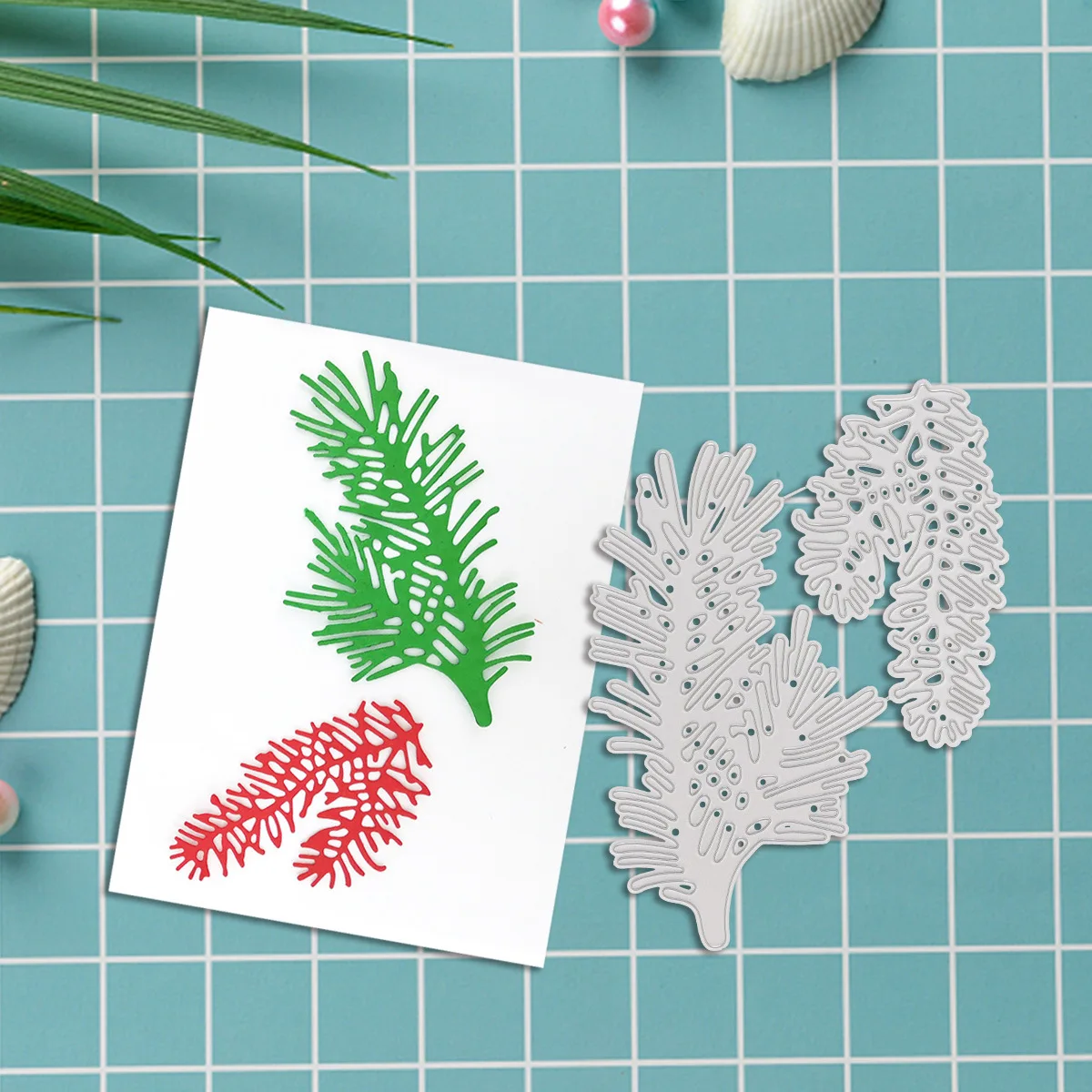 DIY Creative Christmas Card Pine Needle Cutting Die Carbon Steel Leaf Custom Printed Carved Technique Plant Knife by Metal