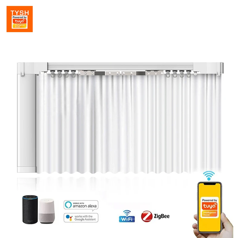 TYSH Matter Smart Home Automatic Motorized Curtain System Electric Curtain Track Smart Wifi Curtain Motor Works With Tuya App