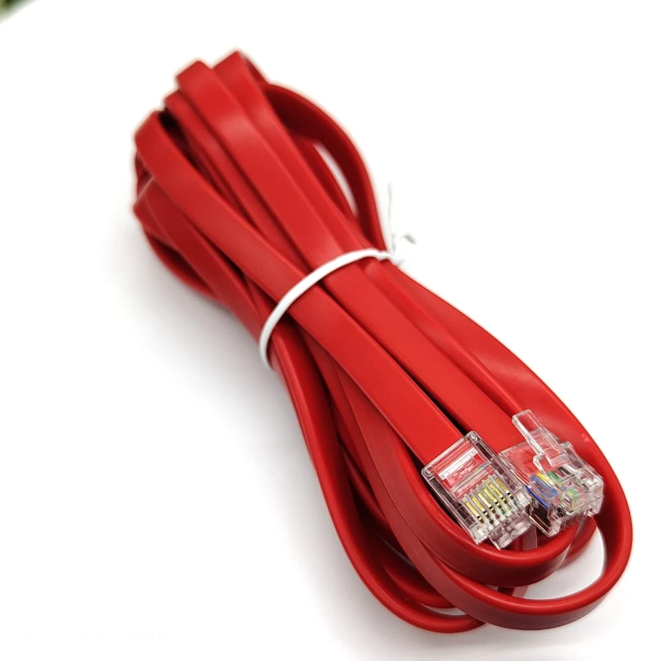 RED Telephone Cable RJ12 to RJ12 6P6C Connector RJ12 Flat Patch Cord