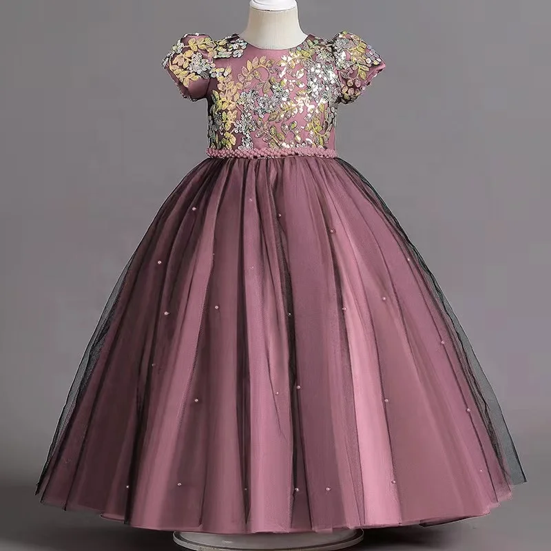 Sequin Toddlers Clothing Fancy Latest Gown Designs for Kids Fairy 4 6 8 10 Year Old Girl Dresses for Party Teenage Casual Frock