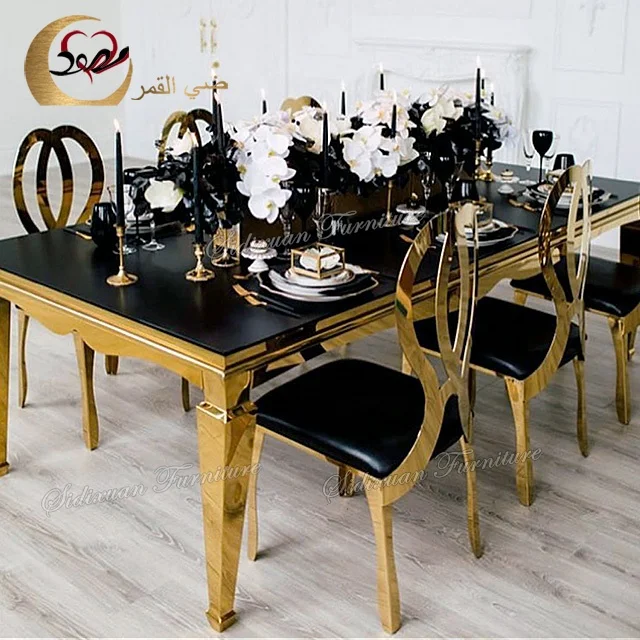 Лидер продаж, роскошные современные столовые Столы из Нержавеющей стали с зеркальным стеклом для свадебных торжеств