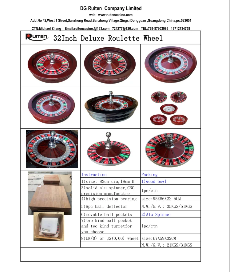 RUITEN WOOD Roulette Wheel