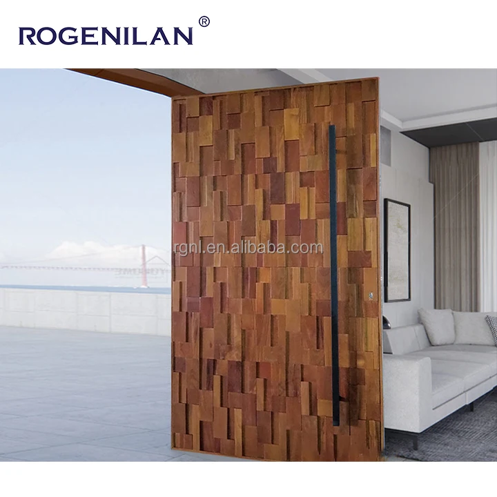 Wood Pattern Design Smart Lock House Aluminium Gates Doors System For Modern Houses Metal Main Front Door