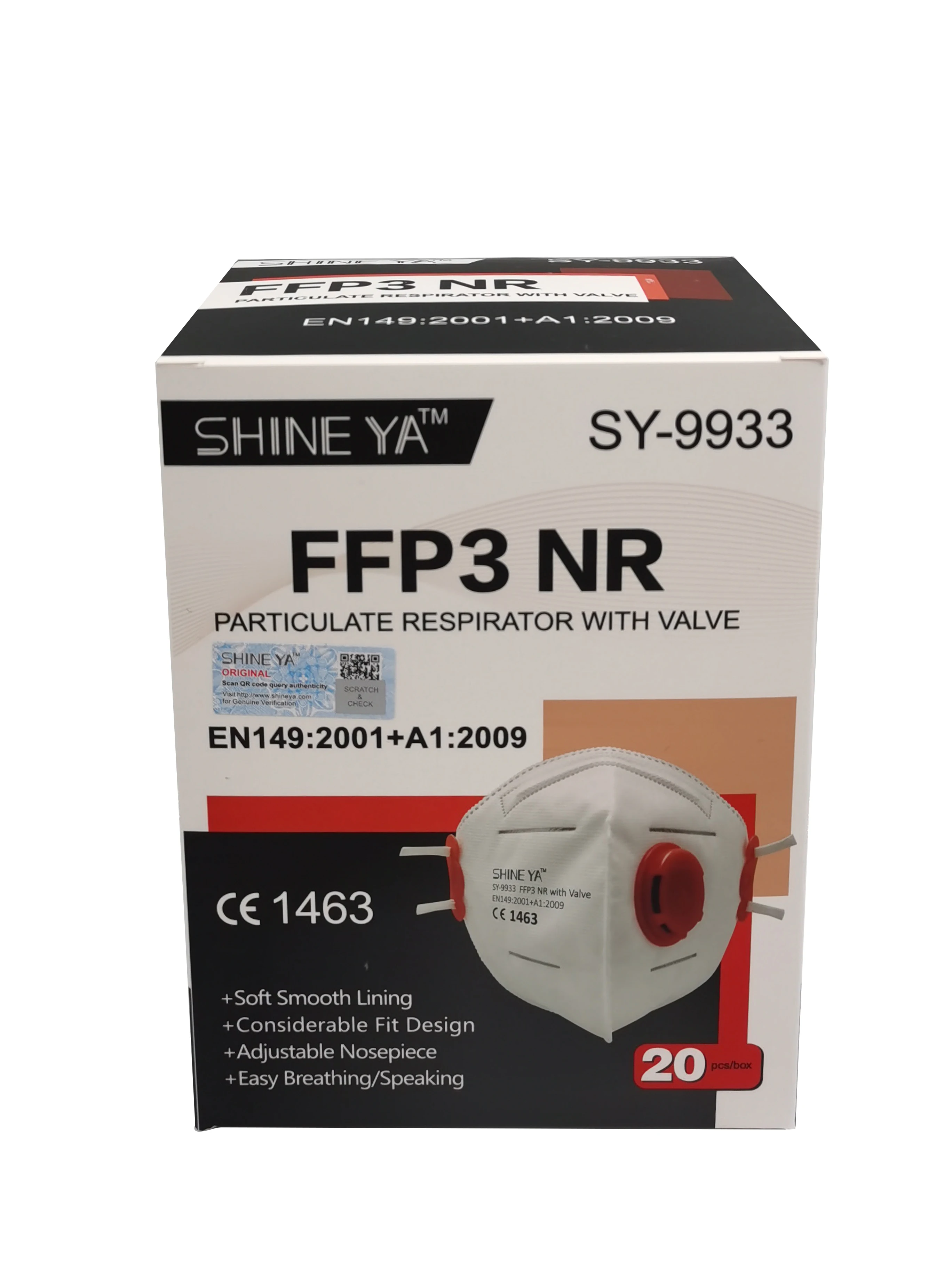 ShineYa EN149 CE P3 4 Layers Anti Dust FP 3 FFP 3 Face Masque Face Masker Respirators Masks with FP3 FFP3 Filter Valve