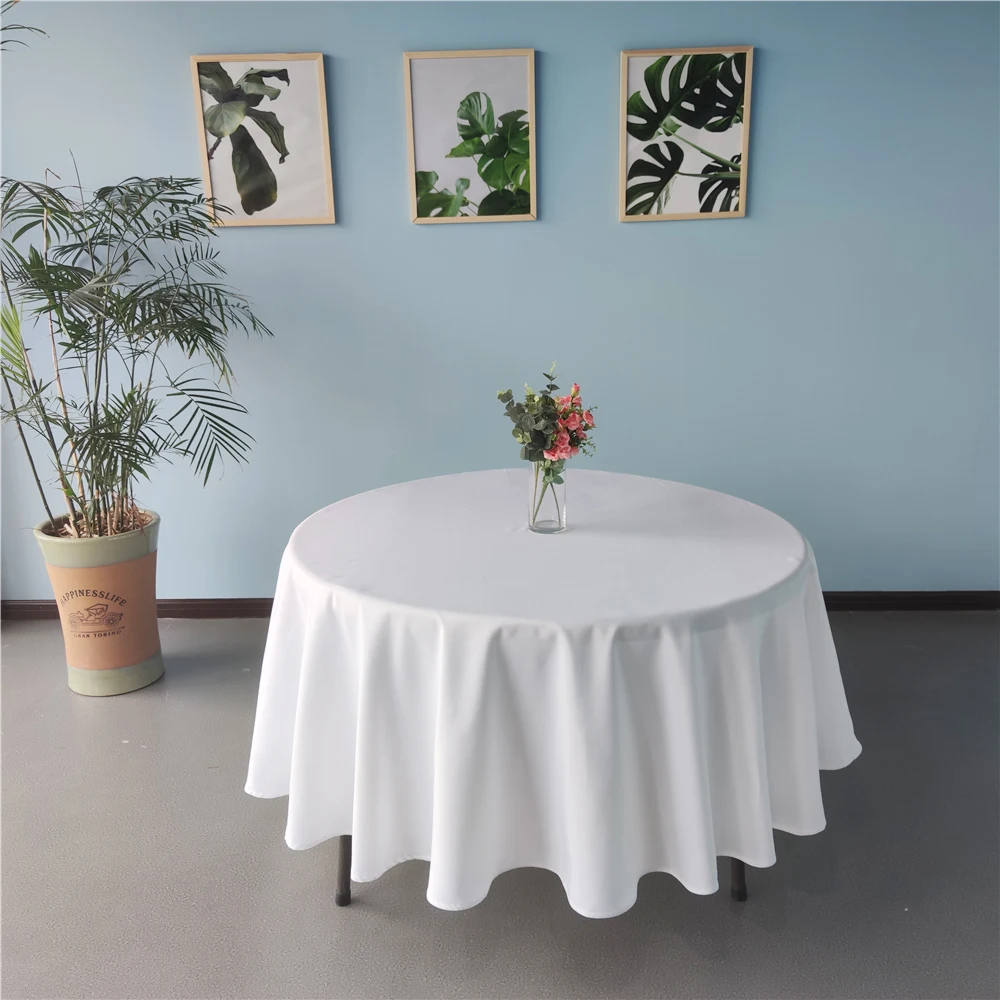 hot sale cheap custom waterproof polyester table cloth round wedding tablecloths