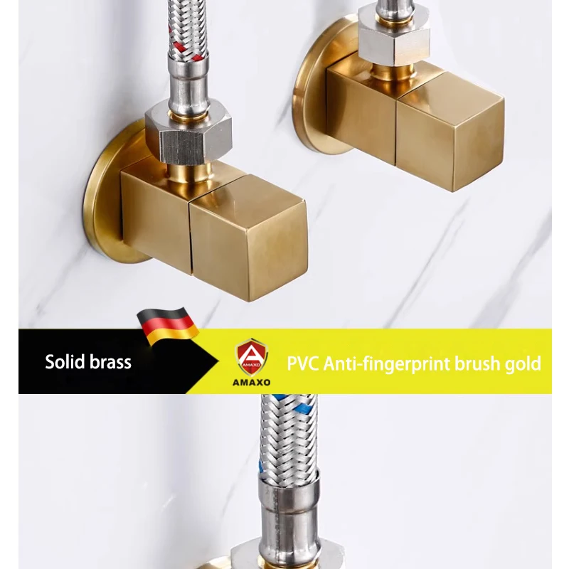 Solid Brass Square Angle Valve Brass Cheap Matte black Brushed Gold Custom Colour Angle Valve for Hotel Bathroom