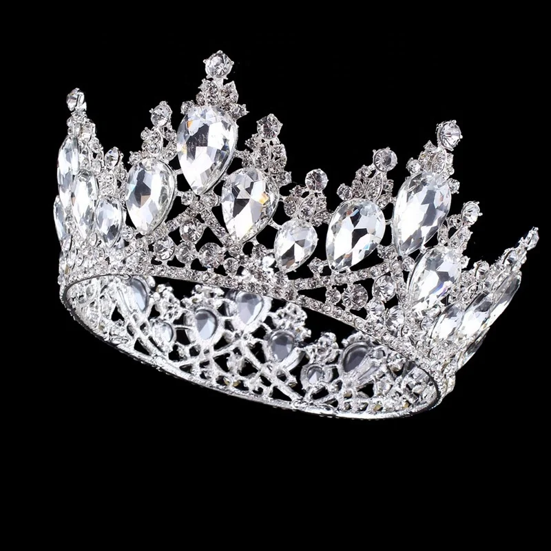 
Baroque golden round princess queen rhinestone big crown bride wedding headdress wedding dress crown jewelry 