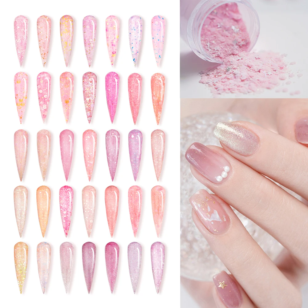 Wholesale High Quality  35 Magical Colors Mixed Glitter Acrylic  Powder Dipping Pro Pigment