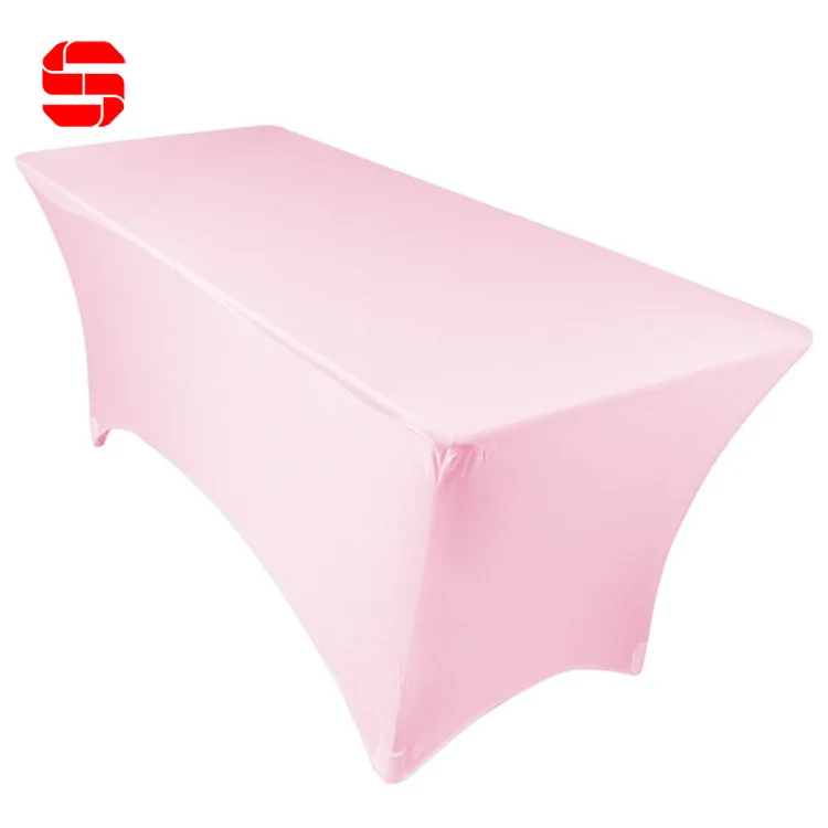 Wholesale 6 8 10 ft Blank Solid Color Business Fitted Stretch Display Royal Blue Table Cloth Covers Fitted Spandex Tablecloth