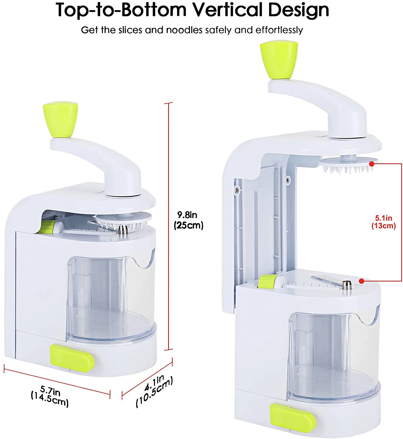 Spiralizer Vegetable Slicer (4-in-1 Rotating Blades) Heavy Duty Veggie Spiralizer with Strong Suction Cup, Zucchini Spiral Noodl