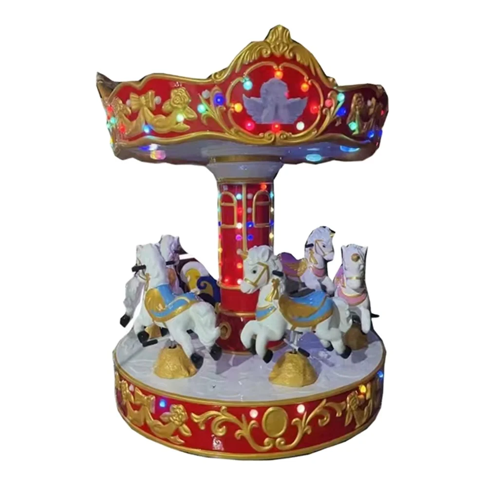 Coin operated three people horse carousel vintage kiddie ride game machine