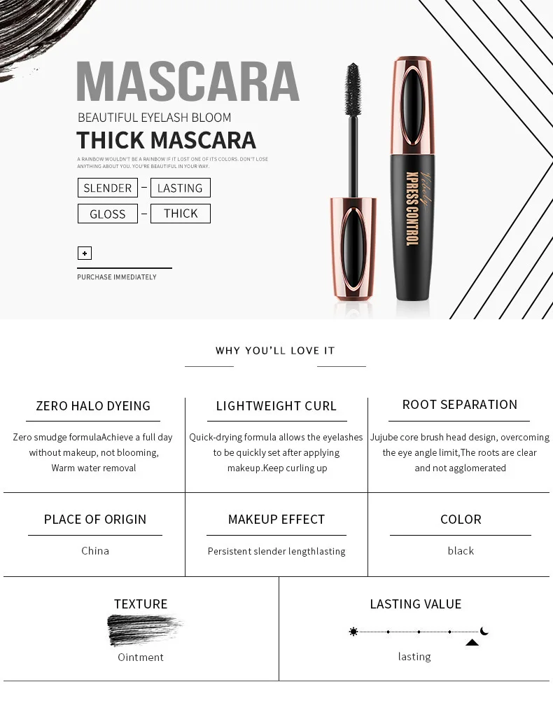 
Wholesale waterproof volumizing 4D silk fiber eyelash extension mascara 