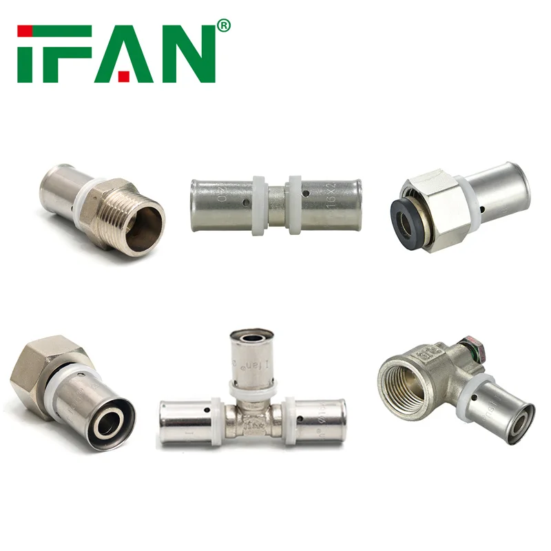 IFAN Wholesale Brass Press Fitting 16-32mm Pex Pipe Fitting Female Tee Pex Press Fitting