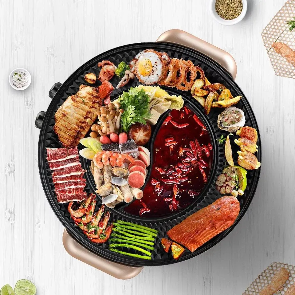 110V Instant Roast Integrated Pot Multi functional Non stick Mandarin Duck Electric Hot Pot Electric Stove Electric Roast Oven