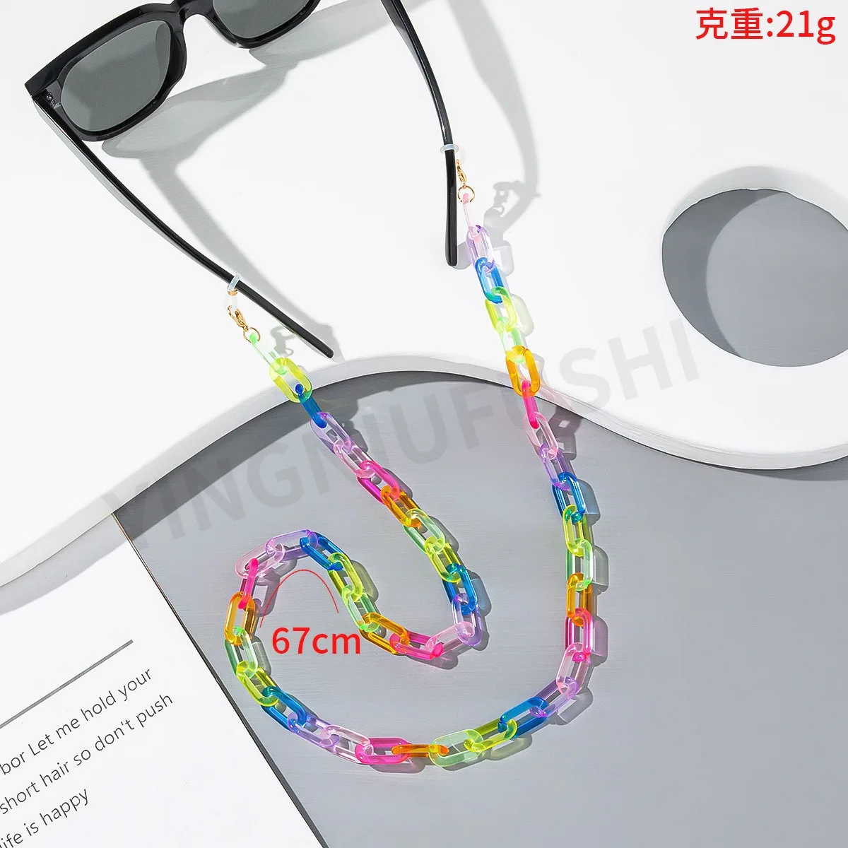 Korean Fashion Colorful Transparent Acrylic Chain Design Glasses Mask Chain Anti Loss Hanging Rope