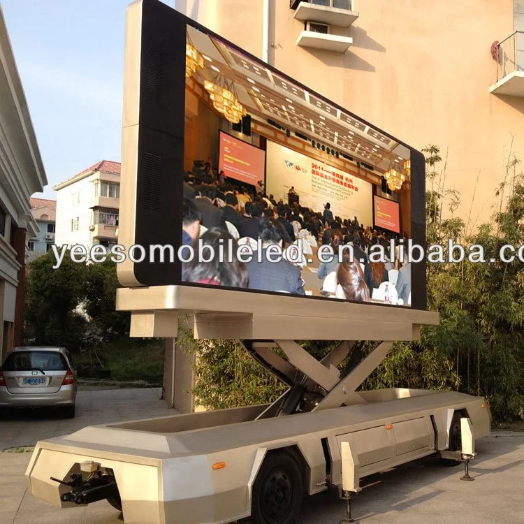 
Media Tools YES-T12 Information Trailer with Scissor Type Hydraulic Lifting Support System Mobile Trailer Advertise LED Display. 