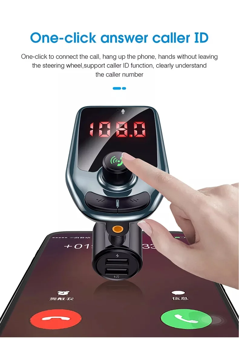 Amazon Wireless Car Mp3 Player Portable FM Transmitter Dual USB 3.1A Car Charger