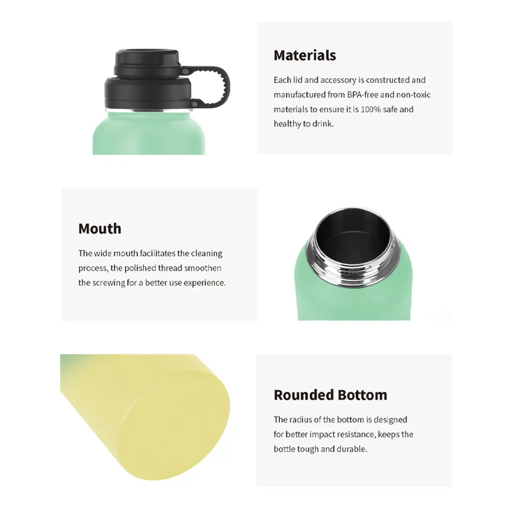 Wholesale Reusable Travel Hiking Water Bottle Stainless Steel Water Bottle Manufacture Vacuum Insulated with Lid