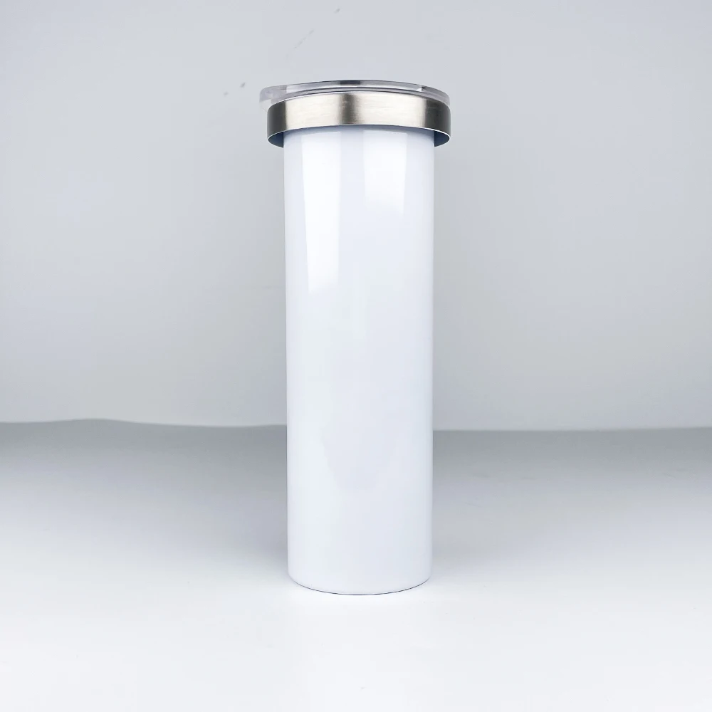 USA Warehouse 20oz White Sublimation Blanks DIY Glitter Snow Globe 304 Stainless Steel Straight Tumbler Storyboard