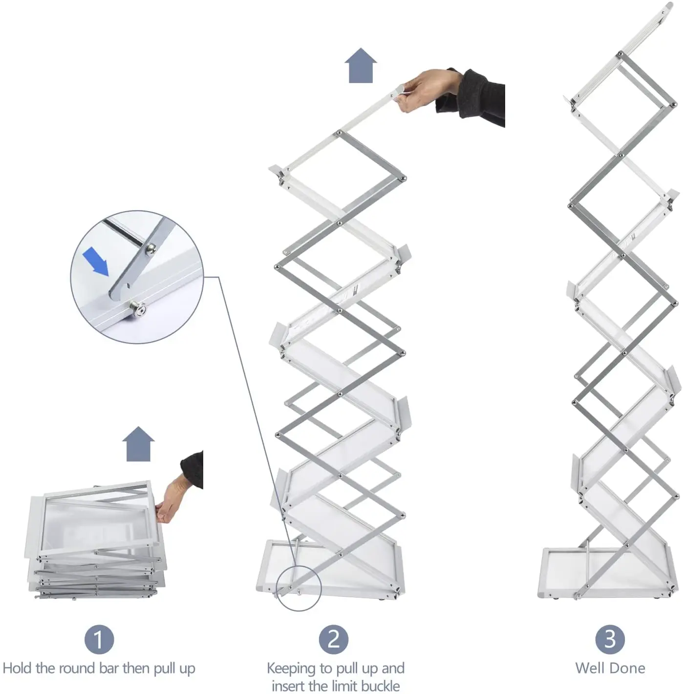 Acrylic Aluminum A4 Brochure Holder Portable Foldable Literature Rack For Tradeshow Magazine Rack Catalogue Stand