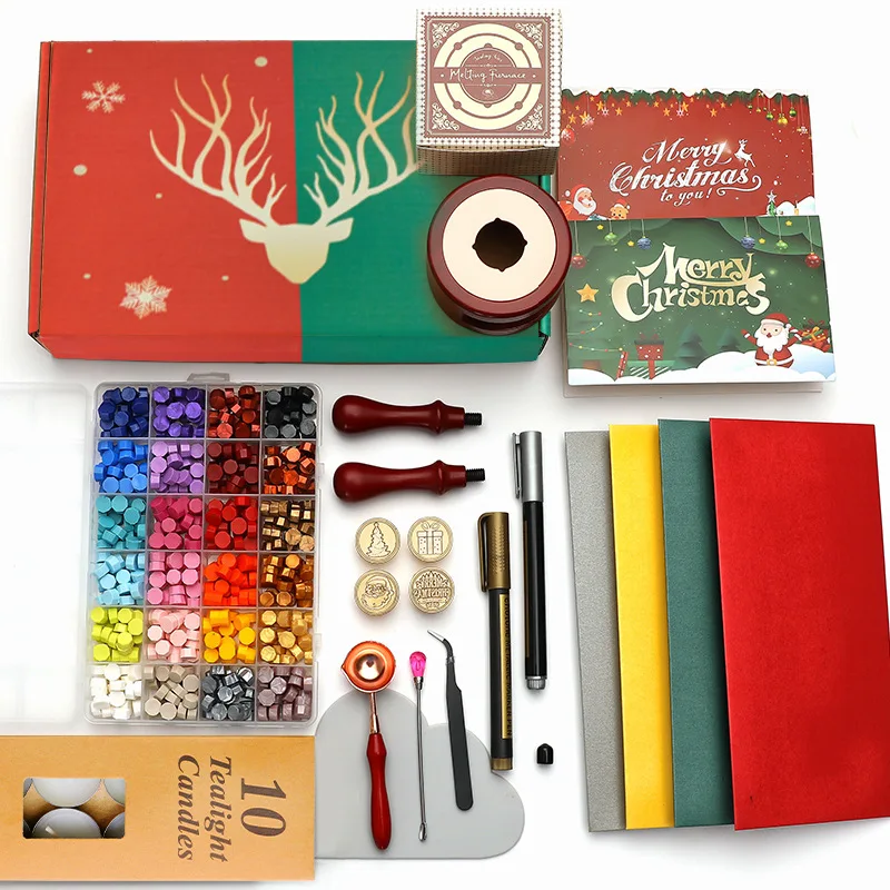 Christmas Wax Seal Stamps Snowman Christmas Collection Copper Head Sealing Wax Envelope Hand Ledger Gift Wax Seal Stamp Kit