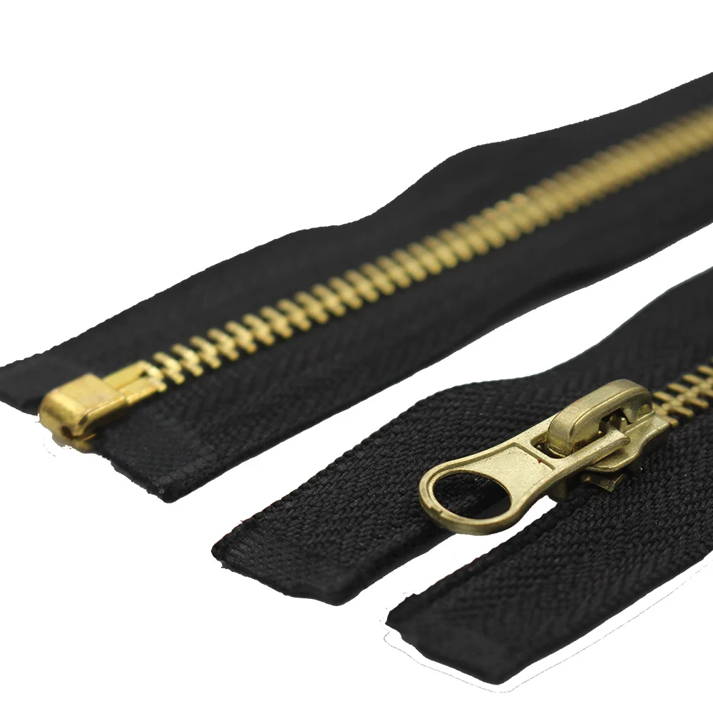 Wholesale Gold Fancy Open End Jacket Metal brass Zipper #3 Tape Zip In Bulk For Bags