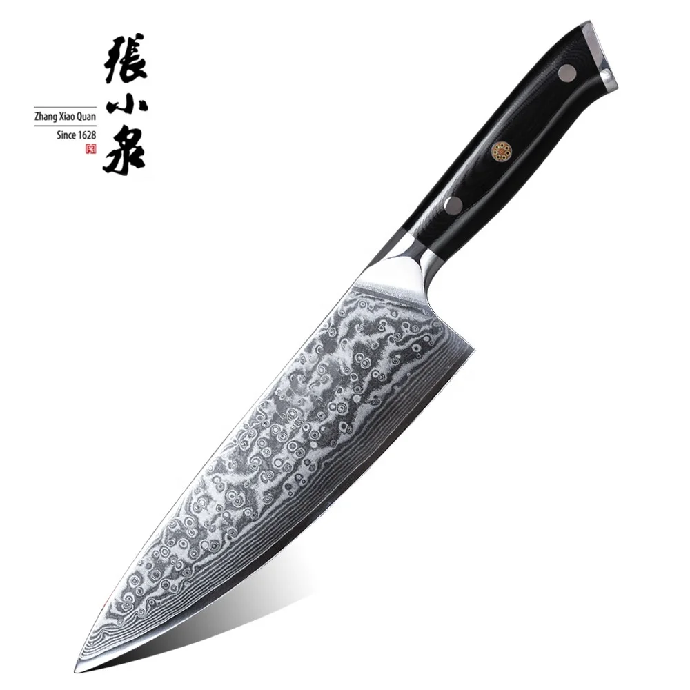 Amazon hot selling high quality vg 10 blade hrc 60 damascus Chef knife kitchen knife