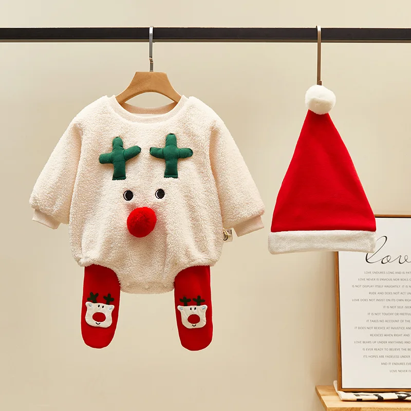 baby Winter clothes long sleeve cotton fabric christmas pajamas baby rompers kids clothing