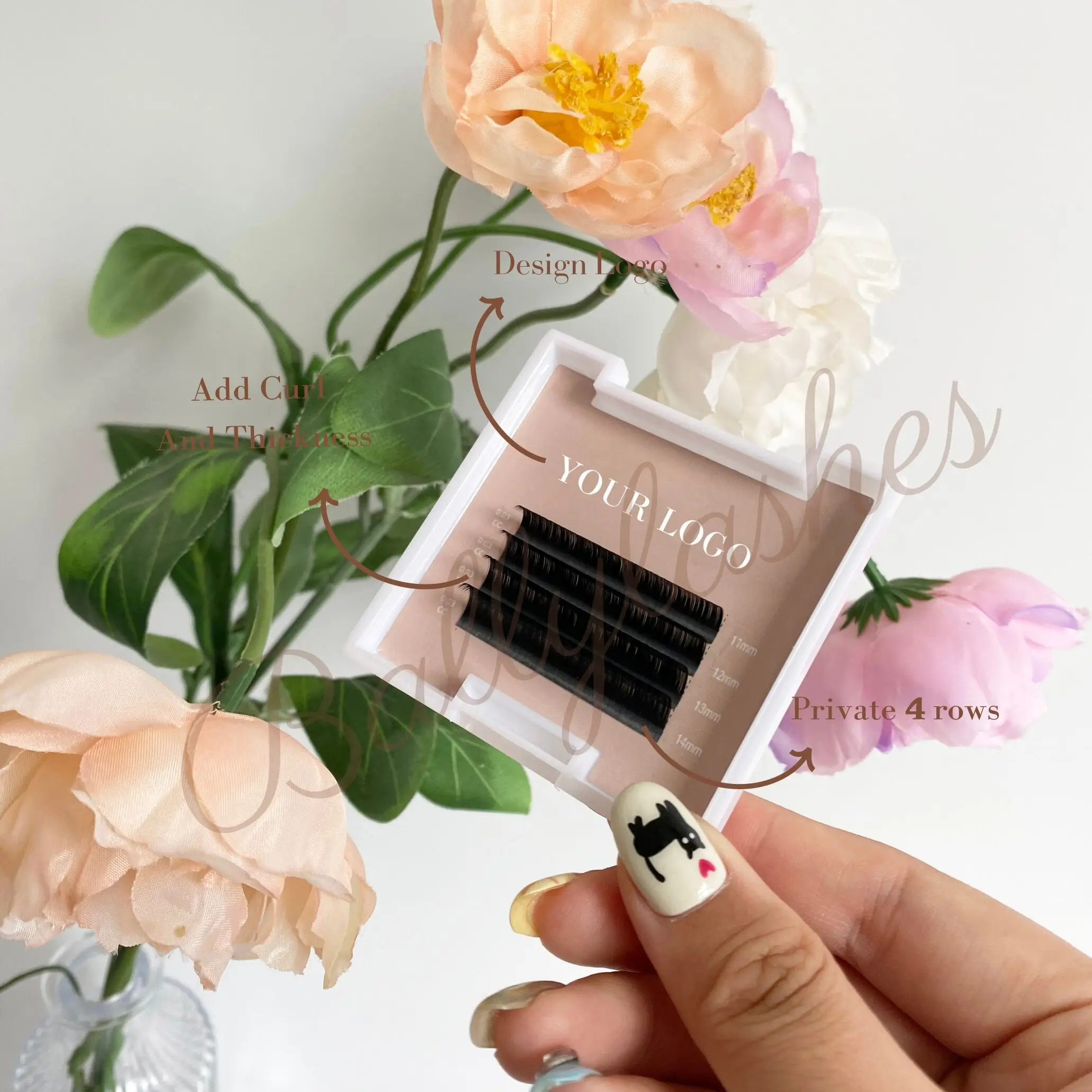 Matte black mega volume C D CC L M 0.05 0.03 volume eyelash extension lash trays individual eyelash extensions mink Korean PBT