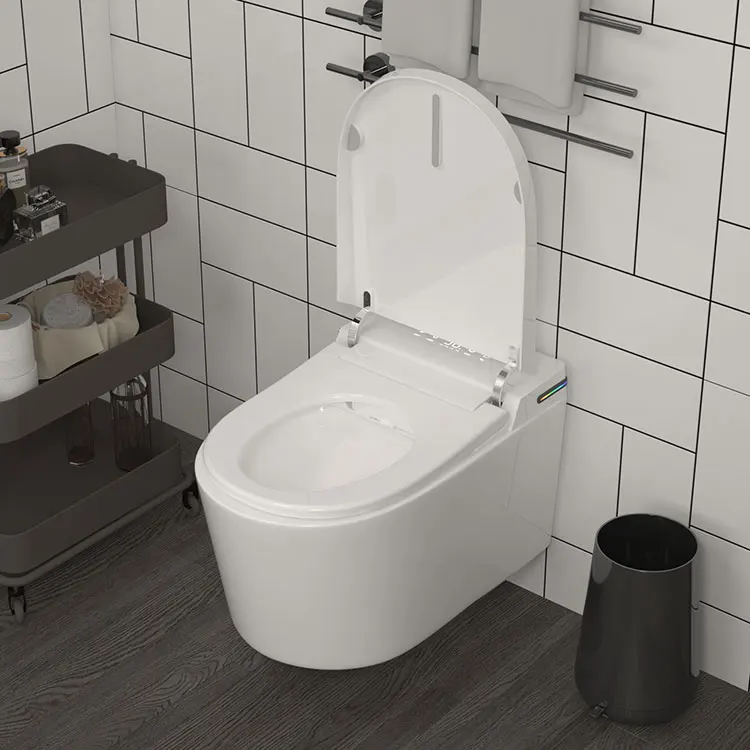 SONSILL High Quality Wall Mounted Ceramic One Piece Intelligent Toilet Bowl Automatic Bathroom Ceramic White Bidet