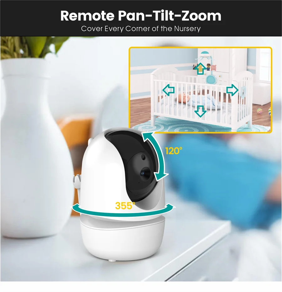HD Infrared Camera Pan Tilt Two Way Audio Single Camera for 4.3inch Baby Monitor