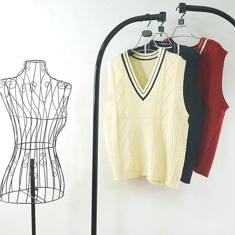 Classy Ladies Shirts V Neck Oversized Loose Knitted Crop Top Sweater Vest