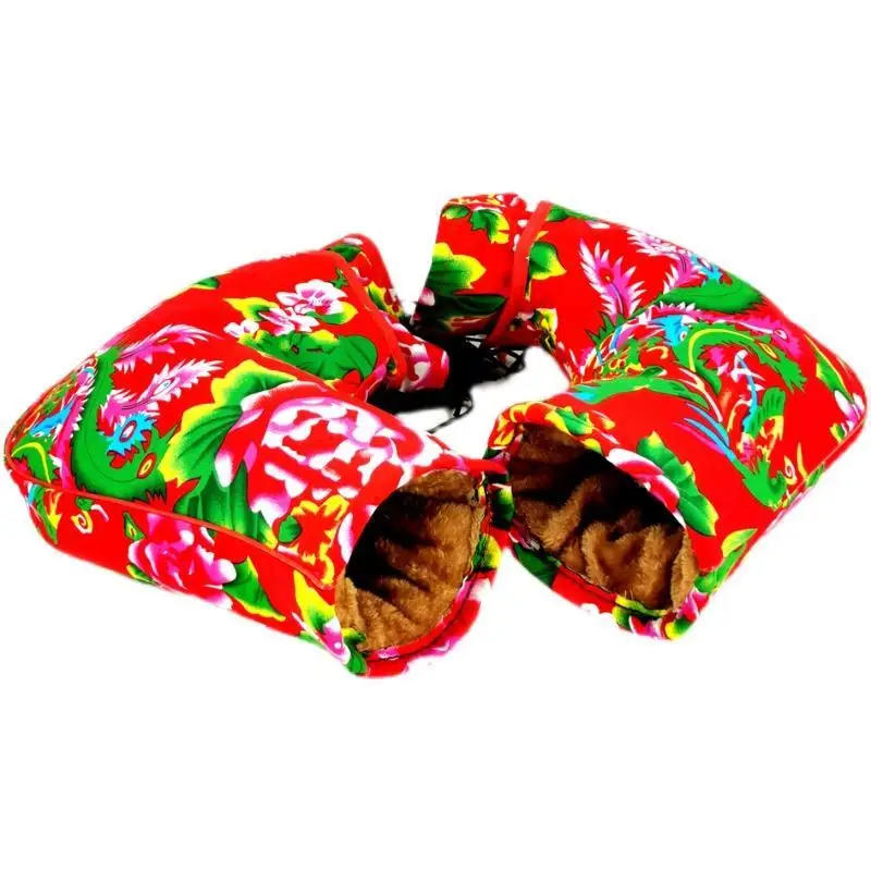 New Warm Motorcycle Handle Cover Mittens Hand Warmer Hand Cover Motorbike Handlebar Winter Peony Rose Flower Windproof Warm Hand