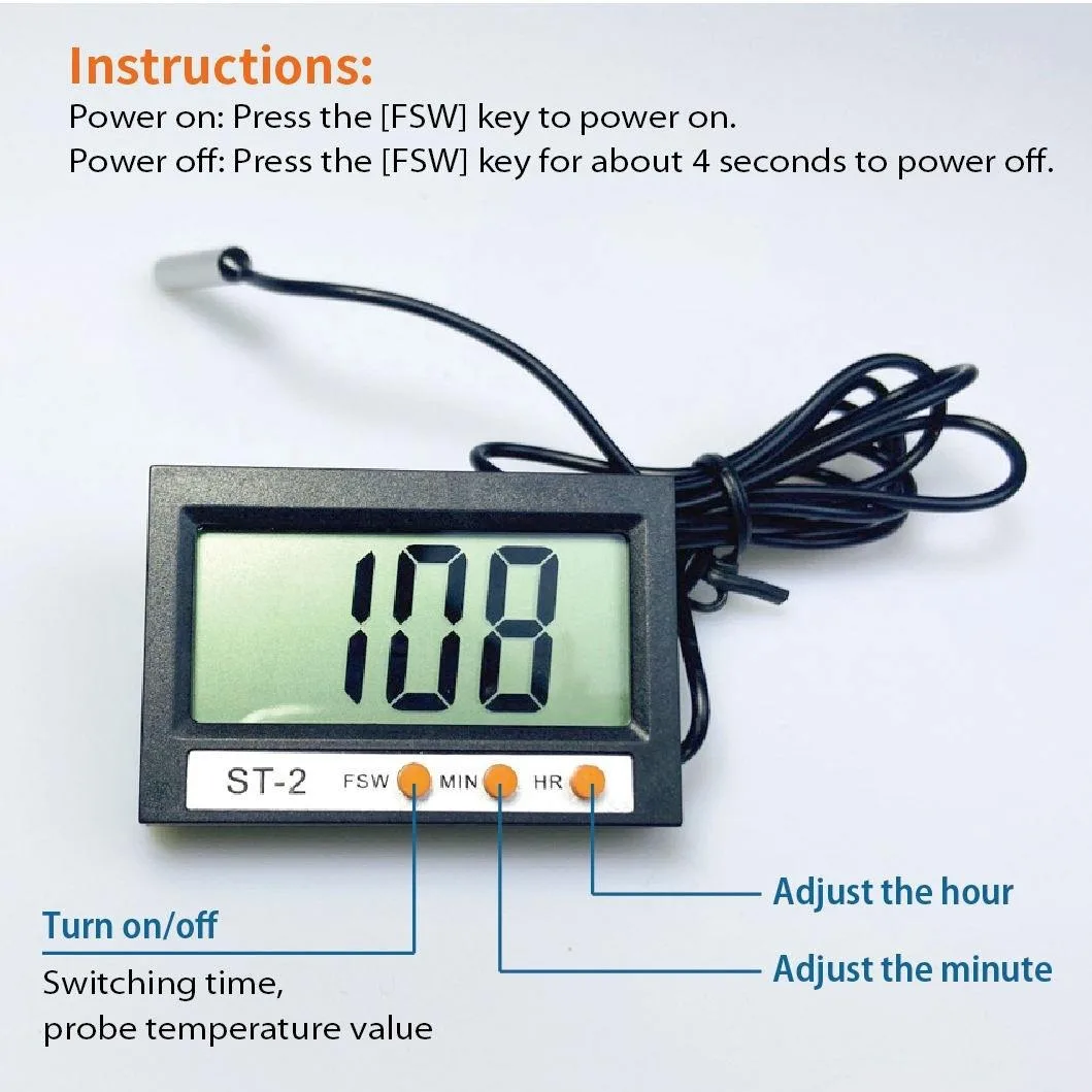 Waterproof Digital Plastic Probe Thermometer Indoor/Outdoor Aquarium & Household Temperature Measurement for Kitchen & Food Use