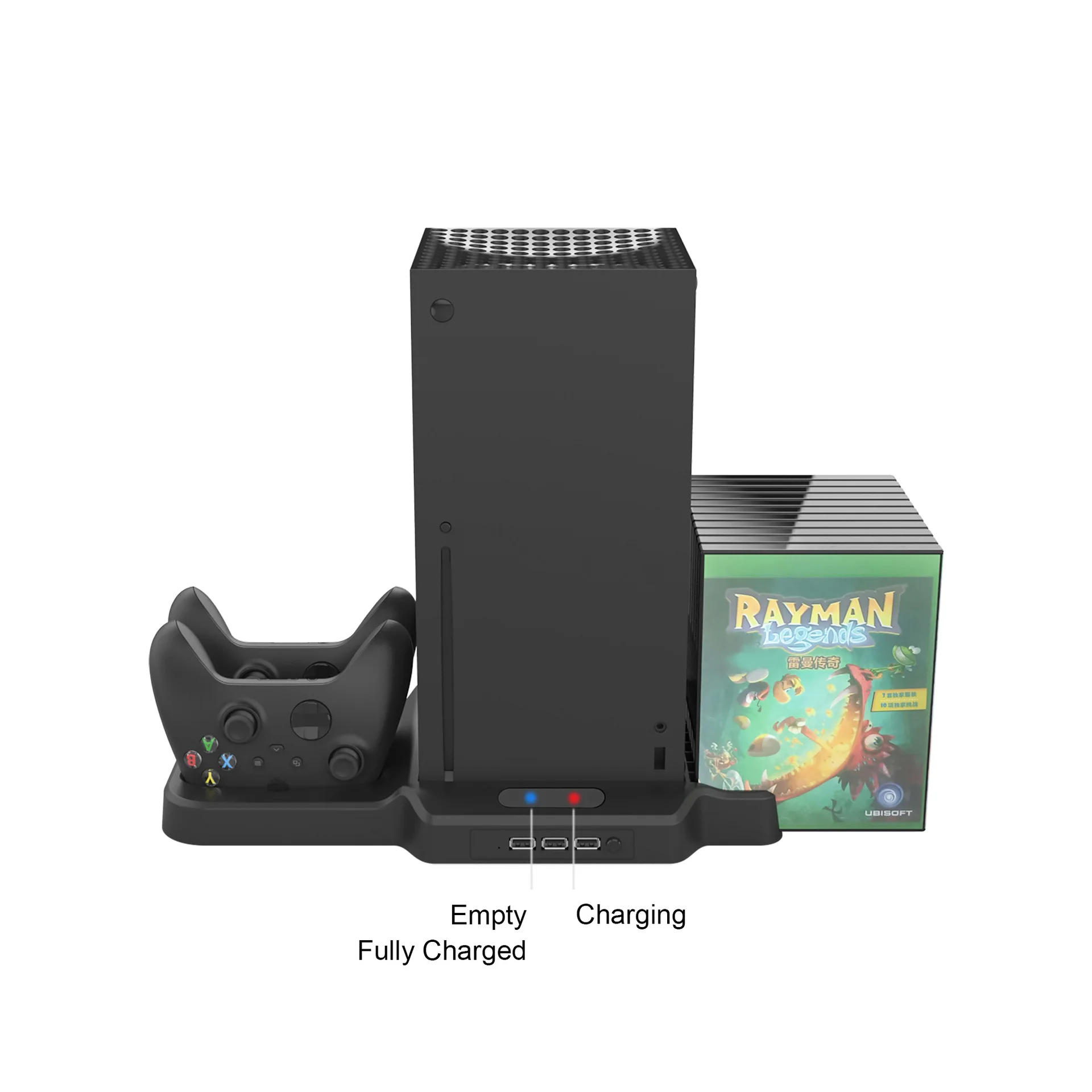 Game Console Controller Cooling Fan CD Discs Storage Charger Stand for Xbox Series X S Video Game Accessories
