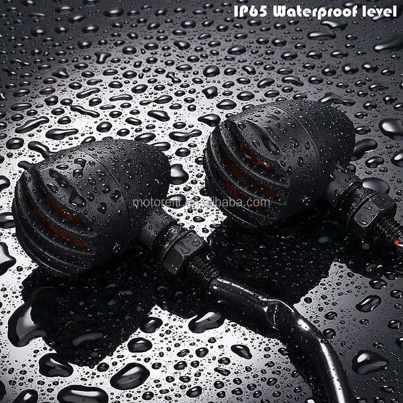 RTS 2PCS Heavy Duty Motorcycle Turn Signals Bulb Indicators Blinkers Lights with Bullet Shape  Amber Lens Front Rear Turn signal